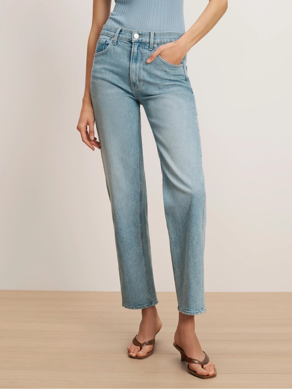 Veronica Beard Harley Arc Leg Cropped Straight High Waisted Jeans Big Splash 28